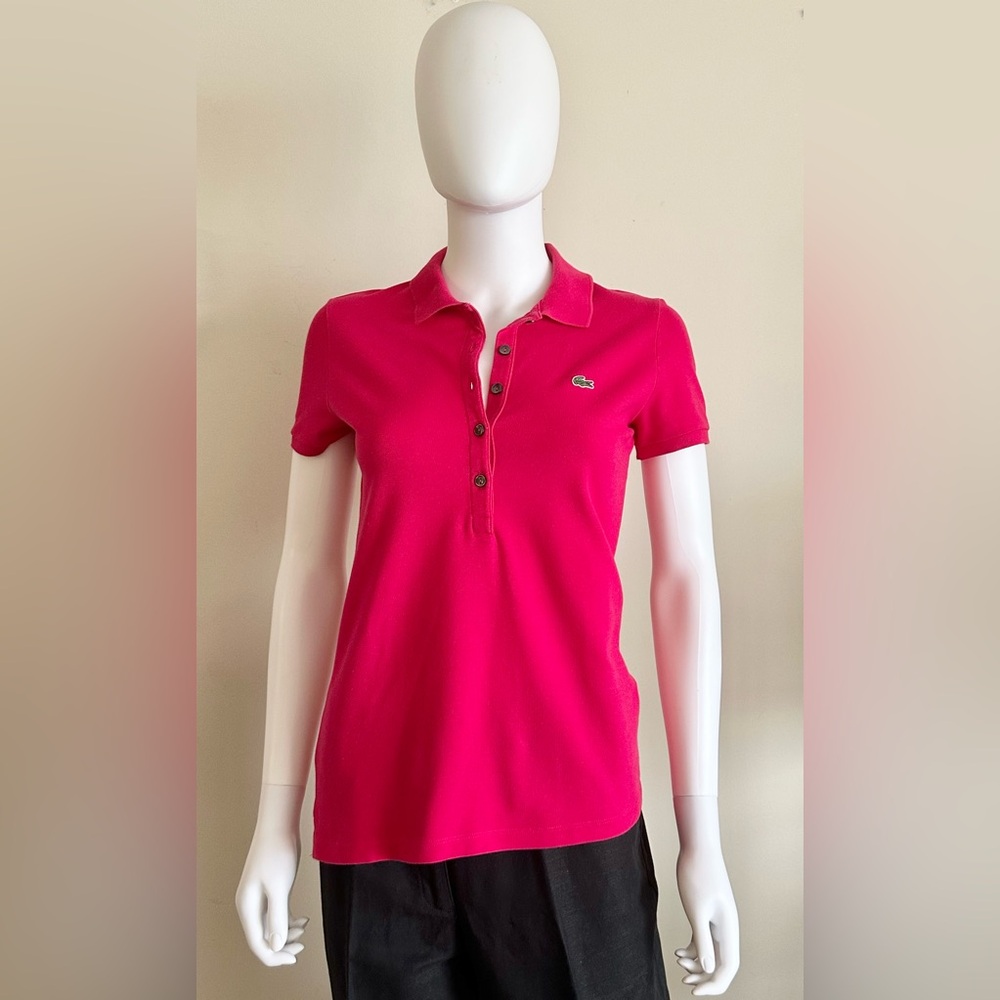 Lacoste Women's Size 36 Fuchsia Pink Polo Tee